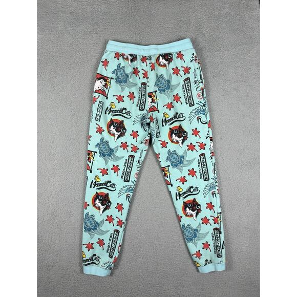 Monmon Cat Joggers Adult Large Multicolor Sun Cat Art Sweats Athleisure Lounge - Picture 9 of 9